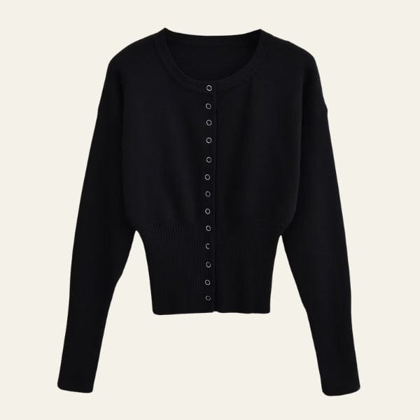 Velira Womens Knitwear Juoda / S Kapri formuotas megztinis kardiganas