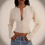 Velira Womens Knitwear Kapri formuotas megztinis kardiganas