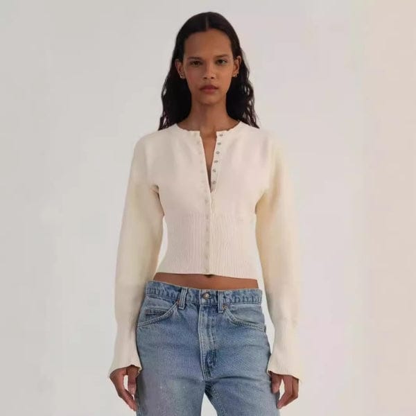 Velira Womens Knitwear Kapri formuotas megztinis kardiganas