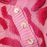 Velira Womens Knitwear Kyoto tekstūruotas rožinis megztinis kardiganas