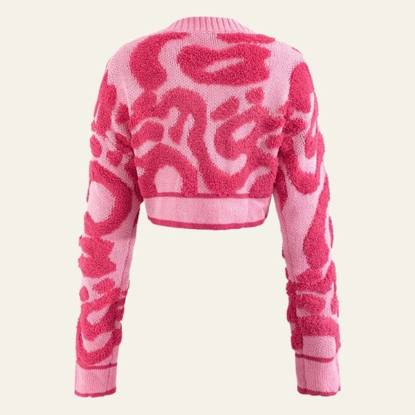 Velira Womens Knitwear Kyoto tekstūruotas rožinis megztinis kardiganas