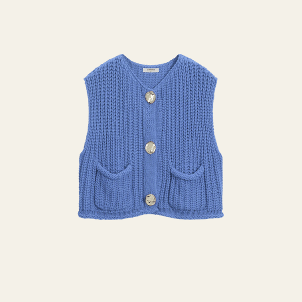 Velira Womens Knitwear Mėlyna / S Amelie Storos Megztinis Su Mygtukais