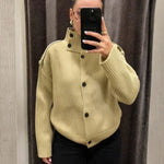Velira Womens Knitwear Milan Raukšlėtas Kardiganas Su Stovinčiu Apykakle