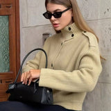 Velira Womens Knitwear Milan Raukšlėtas Kardiganas Su Stovinčiu Apykakle