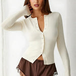Velira Womens Knitwear Monako Ribboto Trumpas Kardiganas