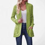 Velira Womens Knitwear Papūgų žalia / S Sonoma Ribbled Kišeninis Kardiganas