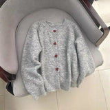 Velira Womens Knitwear Pilka / Vienas dydis Oslo širdies megztinis kardiganas