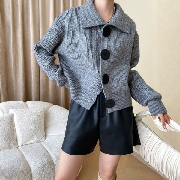 Velira Womens Knitwear Pilka / Vienas dydis Verona Per didelės mygtukų megztinis kardiganas