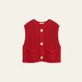Velira Womens Knitwear Raudona / S Amelie Storos Megztinis Su Mygtukais