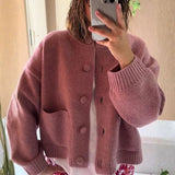 Velira Womens Knitwear Rožinė / S Amara Stora Mygtukinė Megztinė