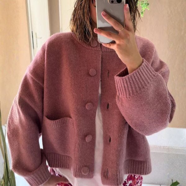 Velira Womens Knitwear Rožinė / S Amara Stora Mygtukinė Megztinė