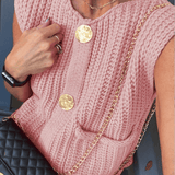 Velira Womens Knitwear Rožinė / S Amelie Storos Megztinis Su Mygtukais