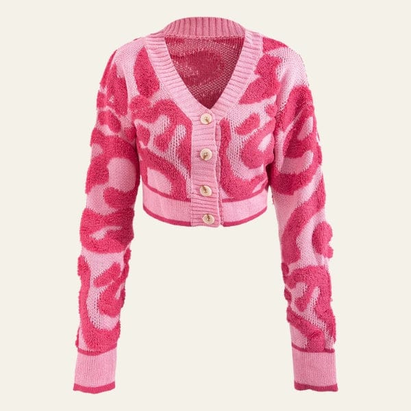 Velira Womens Knitwear Rožinė / S Kyoto tekstūruotas rožinis megztinis kardiganas