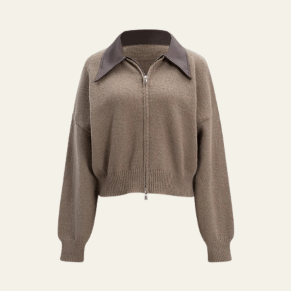 Velira Womens Knitwear Sienna kontrastinio apykaklės užtrauktuko kardiganas
