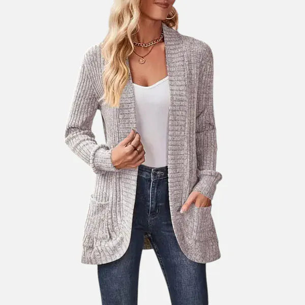 Velira Womens Knitwear Sonoma Ribbled Kišeninis Kardiganas