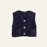 Velira Womens Knitwear Tamsiai Mėlyna / S Amelie Storos Megztinis Su Mygtukais