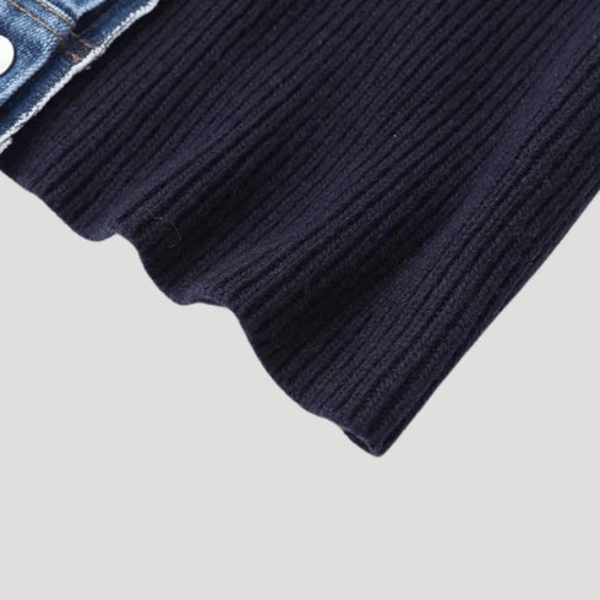 Velira Womens Knitwear Tamsiai mėlyna / Vienas dydis Marenya moterų megztinis su džinsiniu apvadu