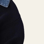 Velira Womens Knitwear Tamsiai mėlyna / Vienas dydis Marenya moterų megztinis su džinsiniu apvadu