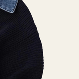 Velira Womens Knitwear Tamsiai mėlyna / Vienas dydis Marenya moterų megztinis su džinsiniu apvadu
