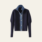 Velira Womens Knitwear Tamsiai mėlyna / Vienas dydis Marenya moterų megztinis su džinsiniu apvadu