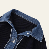 Velira Womens Knitwear Tamsiai mėlyna / Vienas dydis Marenya moterų megztinis su džinsiniu apvadu