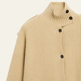 Velira Womens Knitwear Vienos mygtukų aukšto kaklo vilnonis kardiganas