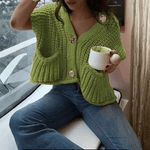 Velira Womens Knitwear Žalia / S Amelie Storos Megztinis Su Mygtukais