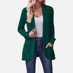 Velira Womens Knitwear Žalia / S Sonoma Ribbled Kišeninis Kardiganas