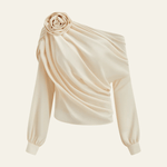 Velira Womens Tops Abrikosas / S Alencia vieno peties drapiruota šifono bluzonė
