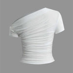 Velira Womens Tops Amalfi asimetrinė raukšlėta palaidinė