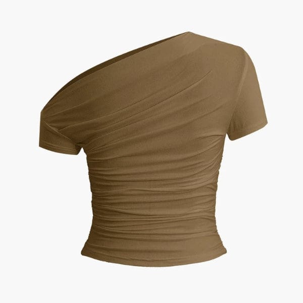 Velira Womens Tops Amalfi asimetrinė raukšlėta palaidinė