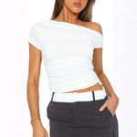 Velira Womens Tops Amalfi asimetrinė raukšlėta palaidinė
