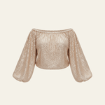 Velira Womens Tops Aukso / XS Celviera Blizgučių Off-Shoulder Bluzonas