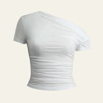 Velira Womens Tops Balta / S Amalfi asimetrinė raukšlėta palaidinė
