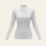 Velira Womens Tops Balta / S Monako apvyniojamas ilgomis rankovėmis viršus