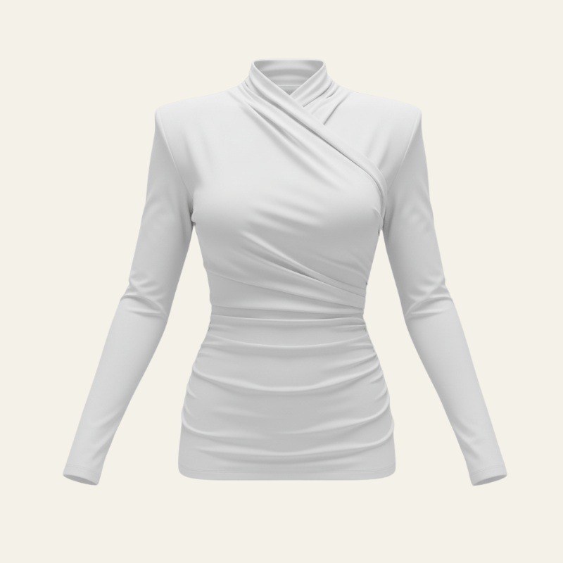 Velira Womens Tops Balta / S Monako apvyniojamas ilgomis rankovėmis viršus