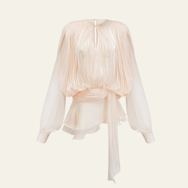 Velira Womens Tops Bežinė / S Vienos Šilko Šifono Bluzė