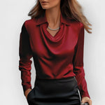 Velira Womens Tops Bordo / XS Paryžiaus drapiruota kapišono tipo bliuska