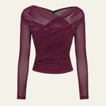 Velira Womens Tops Burgundijos / S Veronos tinklinis apklotinis viršus