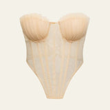 Velira Womens Tops Capri Kaklo Atgal Permatomas Tinklelis Korsetas