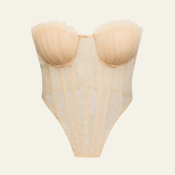 Velira Womens Tops Capri Kaklo Atgal Permatomas Tinklelis Korsetas