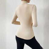 Velira Womens Tops Capri Wrap-Neck Ruched Long Sleeve Top