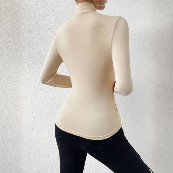 Velira Womens Tops Capri Wrap-Neck Ruched Long Sleeve Top