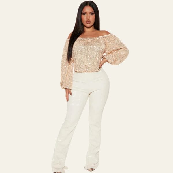 Velira Womens Tops Celviera Blizgučių Off-Shoulder Bluzonas