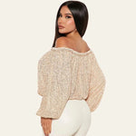 Velira Womens Tops Celviera Blizgučių Off-Shoulder Bluzonas