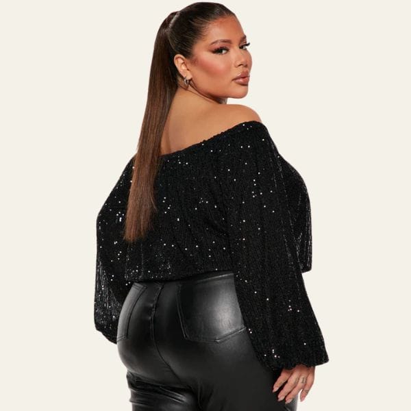 Velira Womens Tops Celviera Blizgučių Off-Shoulder Bluzonas
