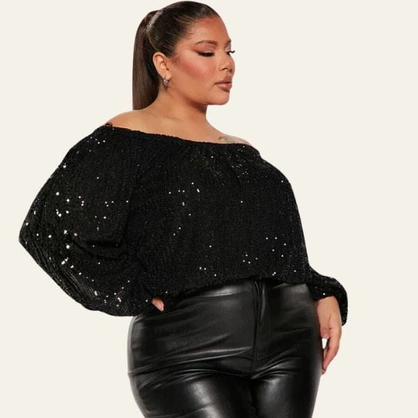 Velira Womens Tops Celviera Blizgučių Off-Shoulder Bluzonas