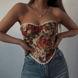 Velira Womens Tops Fiore Vintage Gėlių Korsetas