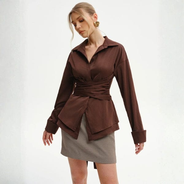 Velira Womens Tops Florencijos Apvyniojimo Marškiniai