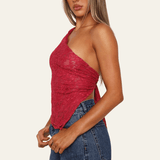 Velira Womens Tops Gražus vieno peties nėrinių topas